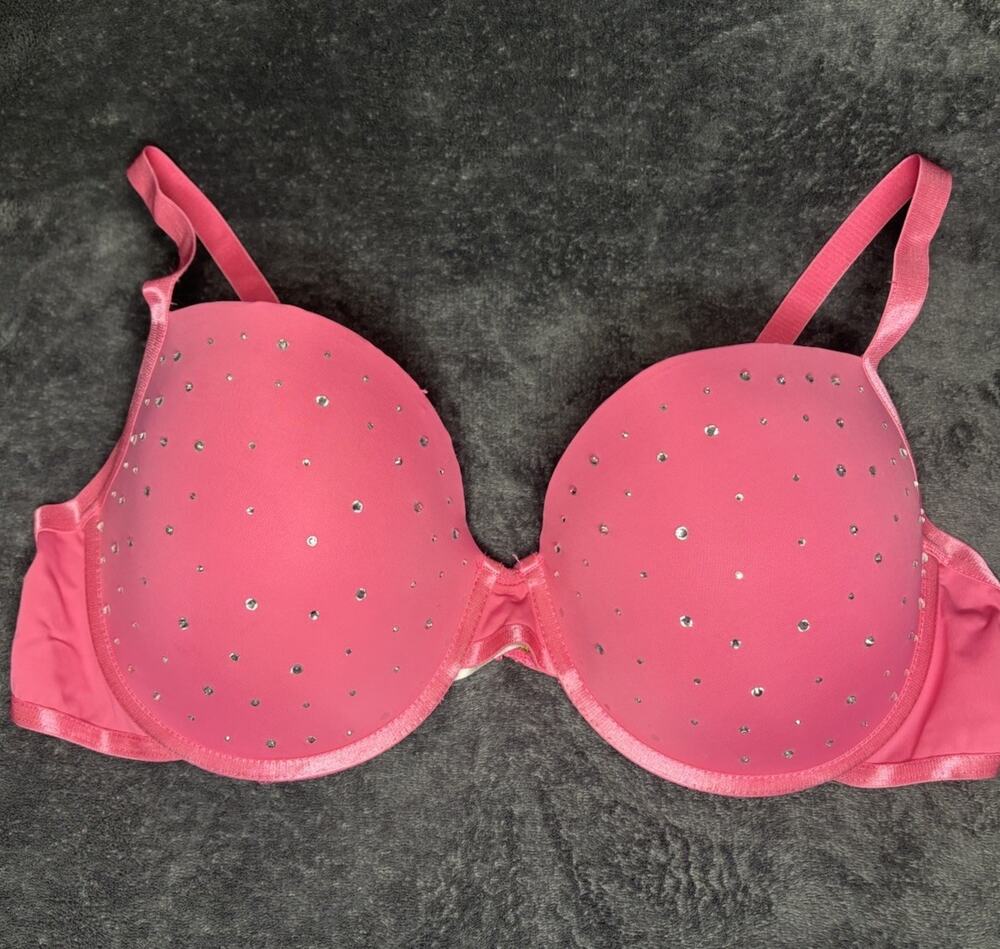Pink Rhinestone Padded Underwire Bra Plus Size 2X NWOT